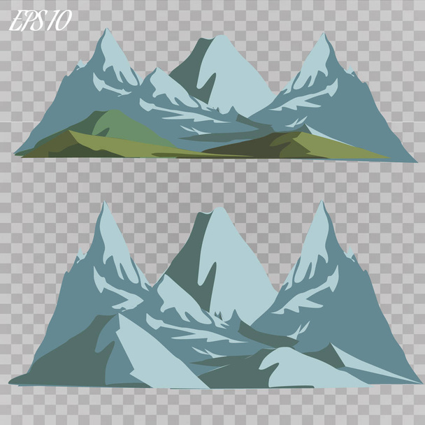 Silhouette delle montagne sullo sfondo bianco. Set vettoriale di elementi di design per esterni. - Vettoriali, immagini