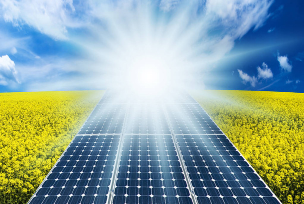 yeşil enerji fotovoltaik paneller ile - Fotoğraf, Görsel