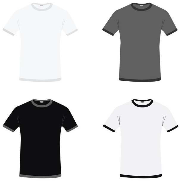 Απλό λευκό, γκρι και μαύρο διάνυσμα T-shirts - Διάνυσμα, εικόνα