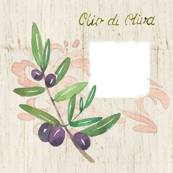 Vintage popisek pro olivový olej ve stylu Provence - Fotografie, Obrázek