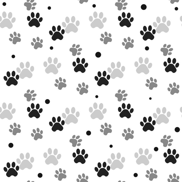 Paw print seamless. Traces of Cat Textile Pattern. Cat footprint seamless pattern. Vector seamless - Διάνυσμα, εικόνα