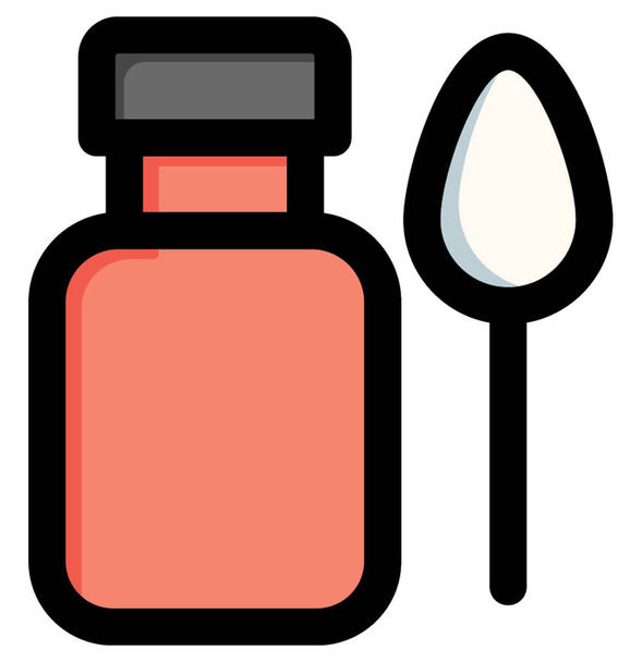 Medicine Syrup and spoon vector icon. Illustration of small mediated bottle with spoon  - Vetor, Imagem