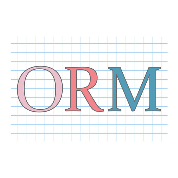 ORM (Online Reputation Management) acronym on checkered paper sheet - Vector, Image