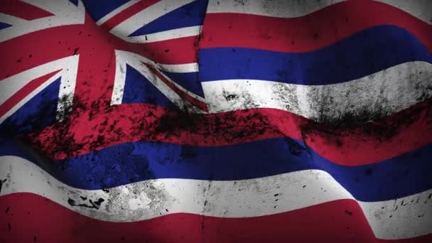 Hawaii Us State grunge flag waving loop Брудний прапор Сполучених Штатів Америки на Гаваях.. - Кадри, відео