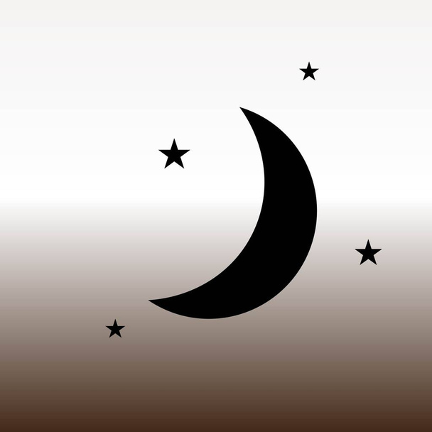 иконка луны и звезд, векторная иллюстрация на градиенте коричневый и белый
 - Вектор,изображение
