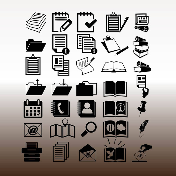  documents web icons set, vector illustration on gradient brown and white - Vektor, obrázek