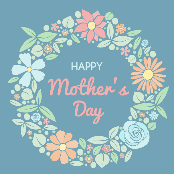 Floral postcard with wishes for Mother's Day. Vector. - Vector, Image