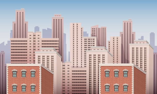 City urban landscape seamless vector illustration. - Vector, Image