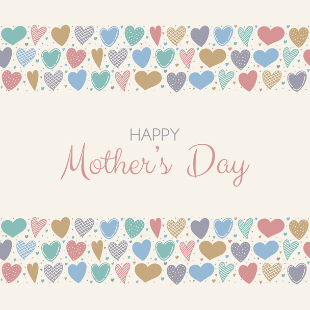 Happy Mother's Day - kolorowy plakat z cute serc i życzenia. Wektor. - Wektor, obraz
