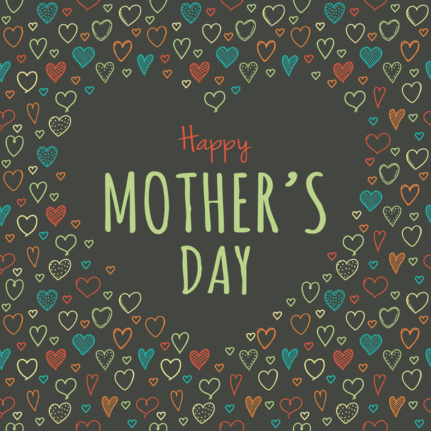Happy Mother's Day - colorful poster with cute hearts and wishes. Vector. - Wektor, obraz