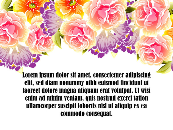 Vintage style ornate flower card. Floral elements in color - Vetor, Imagem