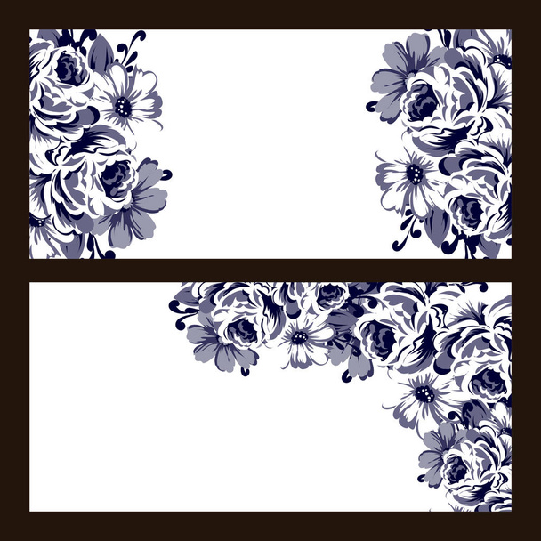 Vintage style flower wedding cards set. Floral elements and frames. - Вектор,изображение