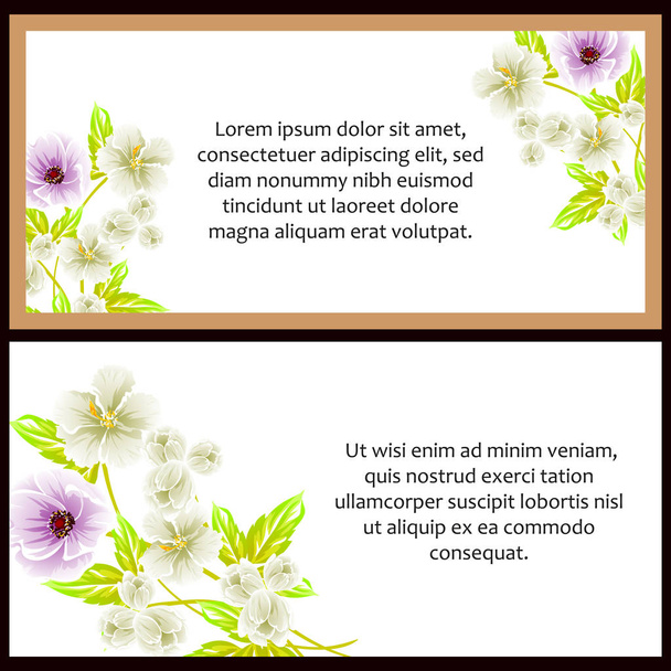 Vintage style flower wedding cards set. Floral elements in color - Vector, imagen