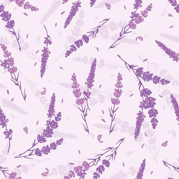 Lavender field vector seamless repeat pattern. - Vetor, Imagem