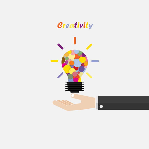 手と創造的な電球の光のアイデア抽象的なベクトル デザイン templat - ベクター画像