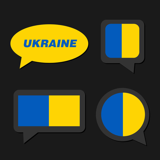 Set of Ukraine flag in dialogue bubble - Vektor, obrázek