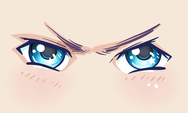 Красочные глаза в стиле аниме с блестящими световыми отражениями
  - Вектор,изображение