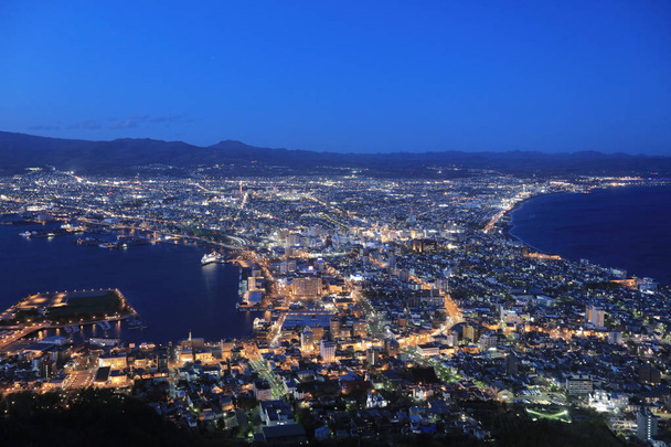beroemde nachtelijke scènes in Hakodate, Hokkaido, Japan - Foto, afbeelding