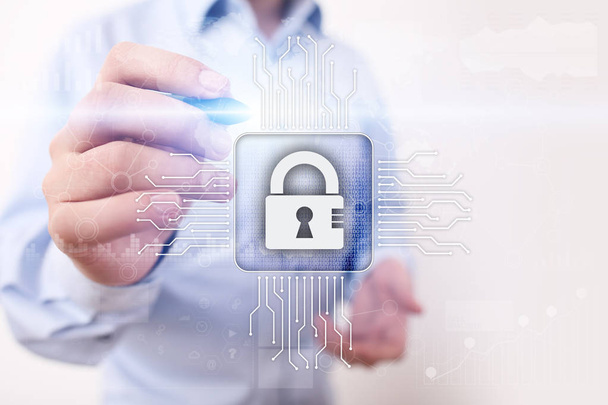 サイバー セキュリティ、データ保護、情報の安全性と暗号化は。インターネット技術とビジネス コンセプト. - 写真・画像