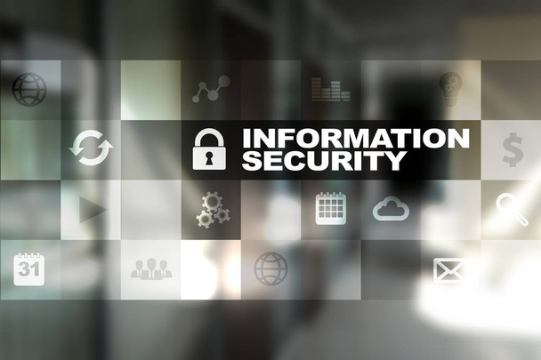 Information security and data protection concept on the virtual screen. - Photo, Image