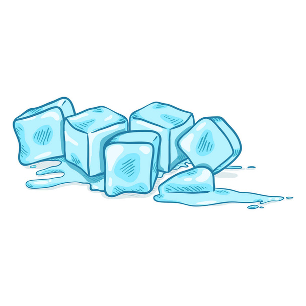 Illustration vectorielle de bande dessinée - Blue Ice Cubes Melting
 - Vecteur, image