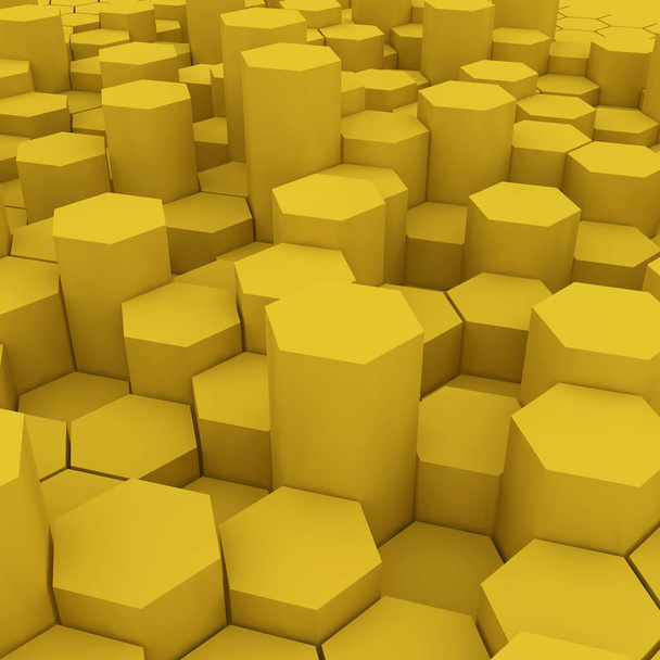 Yellow hexagon pattern backgrond. 3d rendering - Foto, Bild