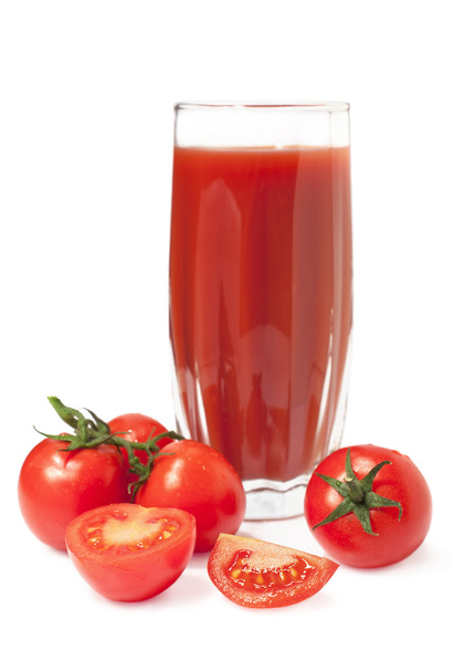 Fresh tomato juice on white background - Φωτογραφία, εικόνα