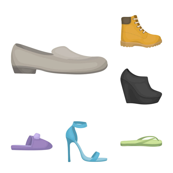 A variety of shoes cartoon icons in set collection for design. Boot, sneakers vector symbol stock web illustration. - Διάνυσμα, εικόνα