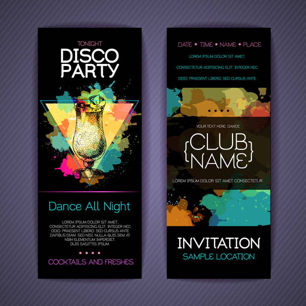 Disco cocktail party corporate identity templates. Disco background - Vector, Image