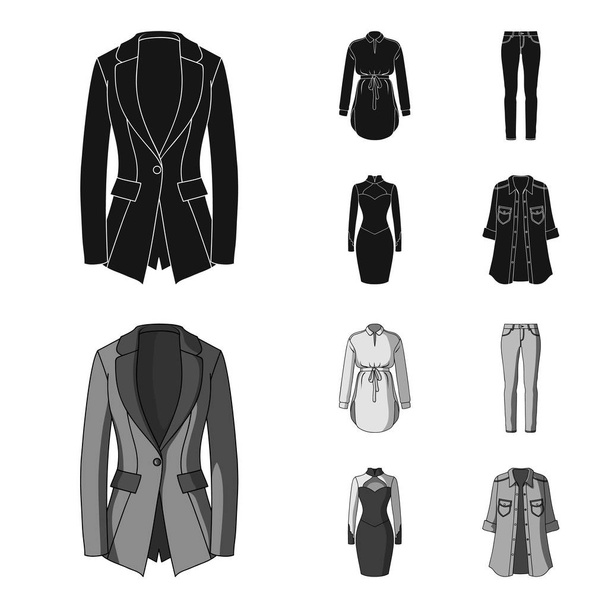 Women Clothing black,monochrom icons in set collection for design.Clothing Varieties and Accessories vector symbol stock web illustration. - Vektör, Görsel