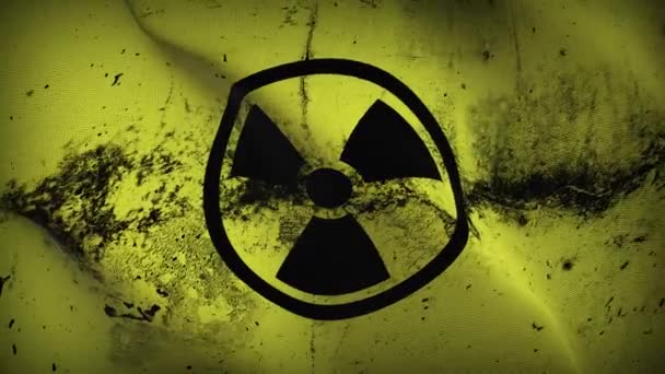 Radioaktive Grunge-Flagge schwenkend. radioaktive schmutzige Flagge weht im Wind. - Filmmaterial, Video