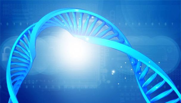Moléculas de ADN sobre fondo azul. ilustración 3d
 - Foto, imagen