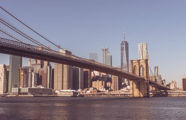 Panorama of Lower Manhattan Downtown, New York City, USA - Fotoğraf, Görsel