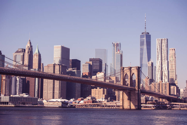 Scenic view of Lower Manhattan Downtown, New York City, USA - Foto, imagen