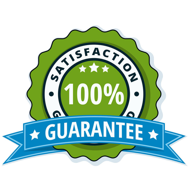 satisfaction guaranteed icon with blue ribbon, vector illustration - Vector, Image