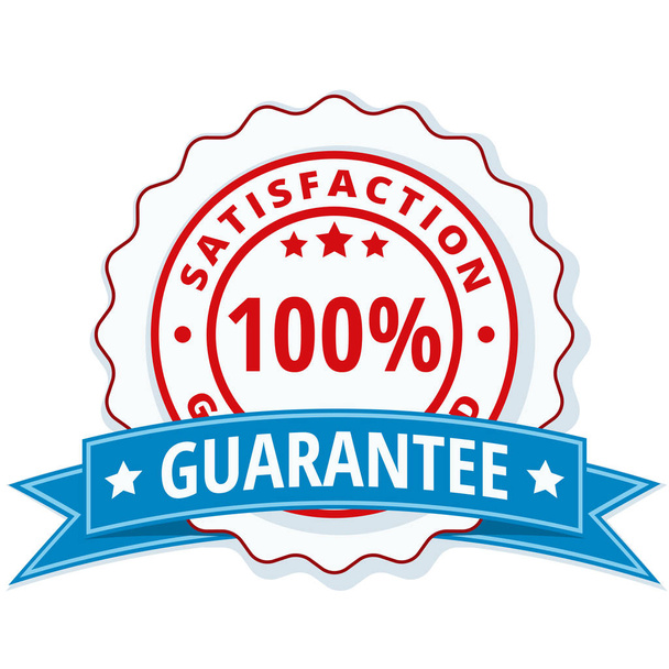 satisfaction garantie icône avec ruban bleu, illustration vectorielle
 - Vecteur, image