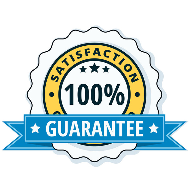 satisfaction guaranteed icon with blue ribbon, vector illustration - ベクター画像