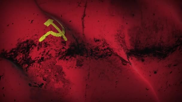 Sovyetler Birliği Ussr grunge bayrak sallama döngüsü. Sovyetler Birliği Uss Rclean bayrağı rüzgarda dalgalanıyor. - Video, Çekim