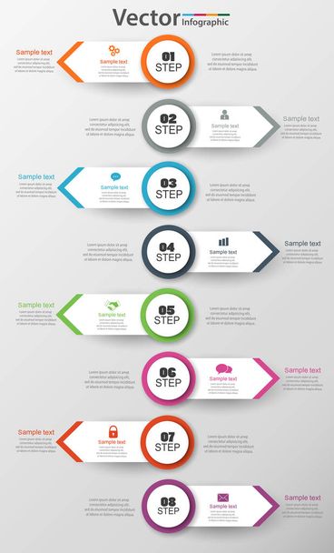 Infographic design template can be used for workflow layout, diagram, number options, web design. Infographic business concept with 8 options, parts, steps or processes. Vector eps 10 - Вектор,изображение