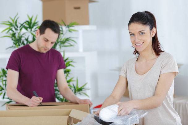happy couple moving in new home - Foto, Imagem