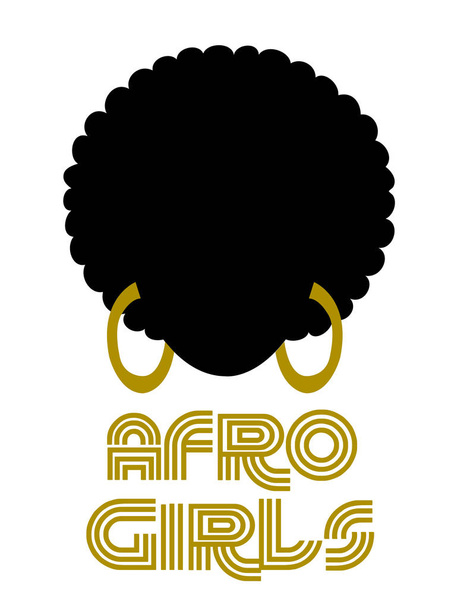 vector illustration design of female silhouette with afro queen Lettering isolated on white background - Vector, Image