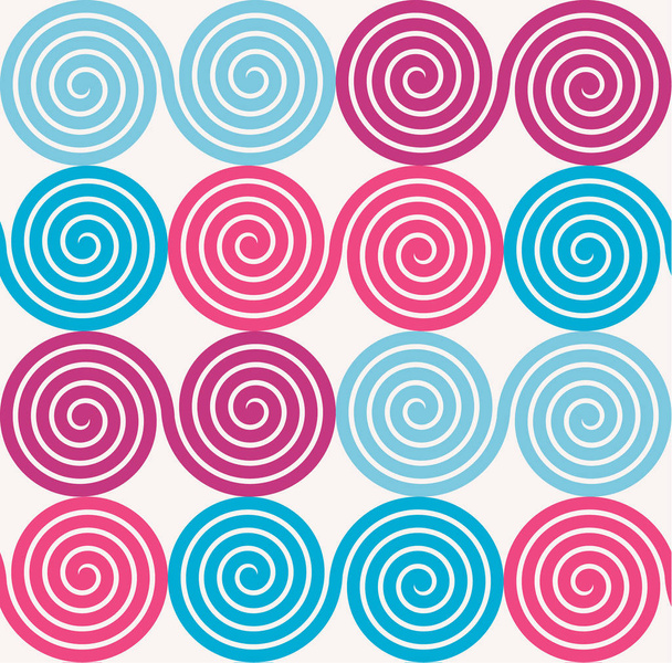Bezszwowe tło z Spiral niebieski i różowy - Wektor, obraz