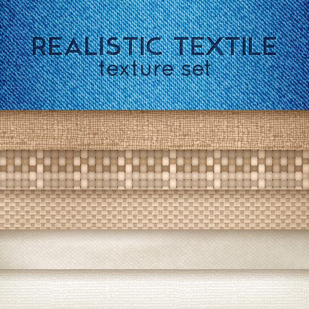 Realistic Textile Texture Horizontal Set  - Vector, Image