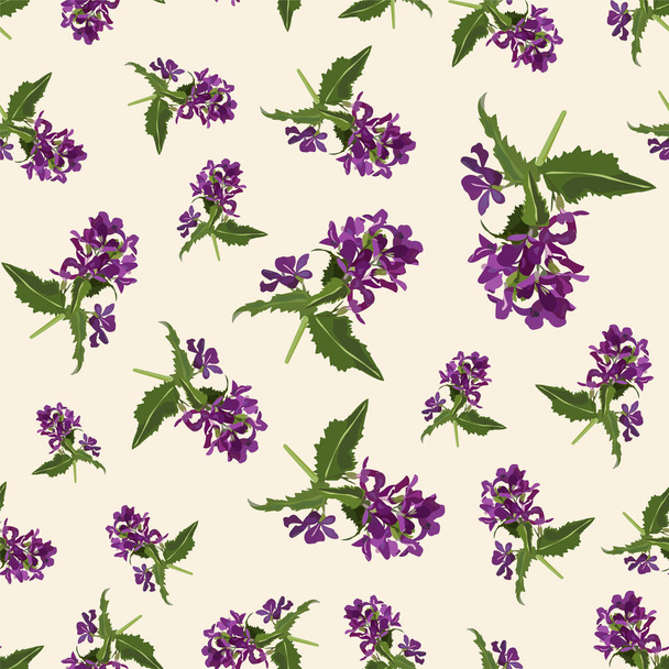 seamless cute purple floral pattern, vector, illustration  - Vettoriali, immagini