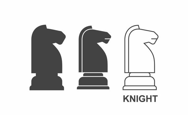 シンプルな黒騎士チェス アイコン。白い背景に分離 - ベクター画像