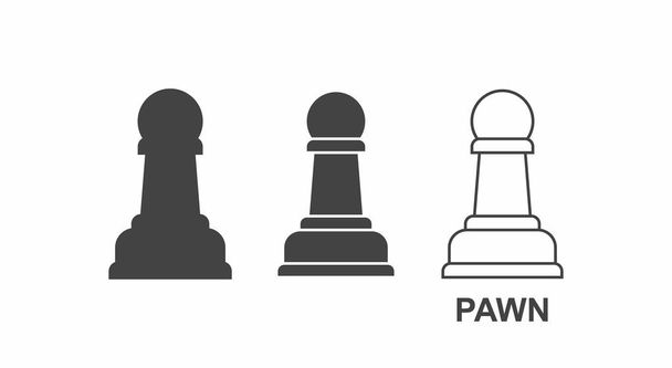 Проста чорна шахова значка PAWN. ізольовані на білому фоні
 - Вектор, зображення