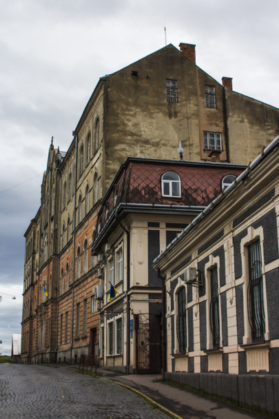 Ulica starego miasta Użhorod. Ukraina - Zdjęcie, obraz