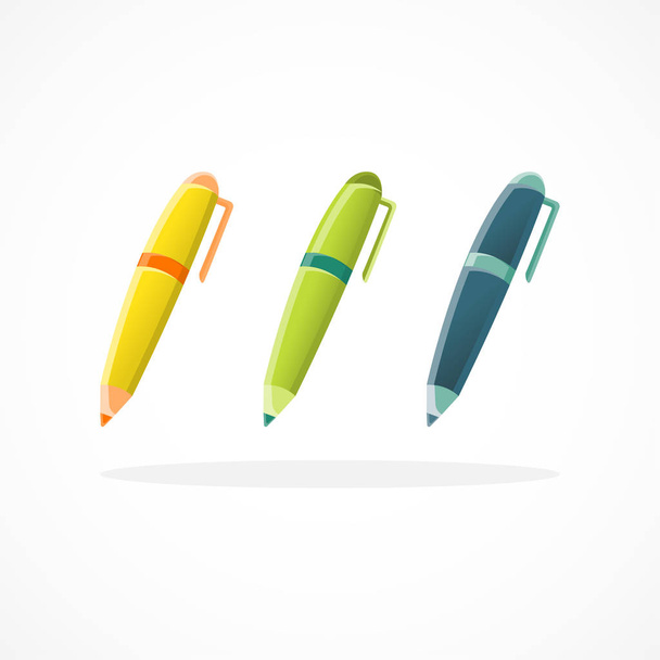 Set of pens design, Business office symbol. Vector illustration. - Вектор,изображение