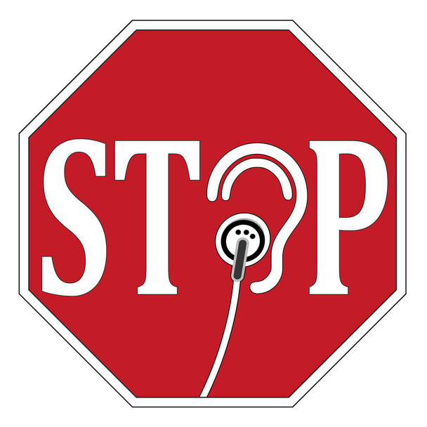 Kulak tomurcuklu ile dinlemeyi bırak. Kulaklık kullanmak işareti kavramı - Fotoğraf, Görsel