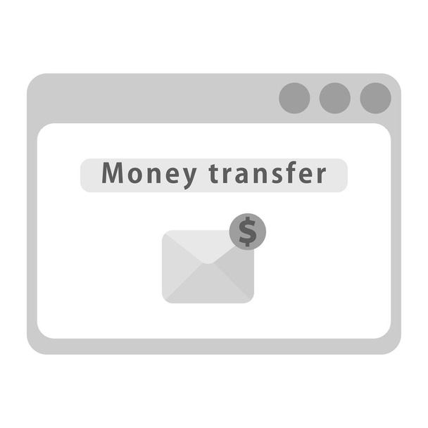 Página web con señal de transferencia de dinero e informe de entrega
 - Vector, imagen
